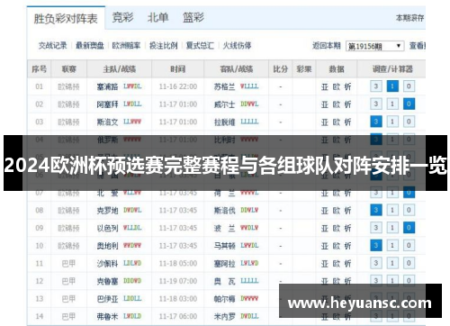 2024欧洲杯预选赛完整赛程与各组球队对阵安排一览